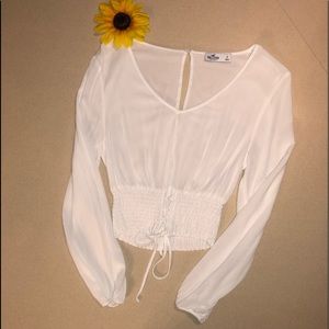 Hollister Crop Tie Front Long Sleeve Top
